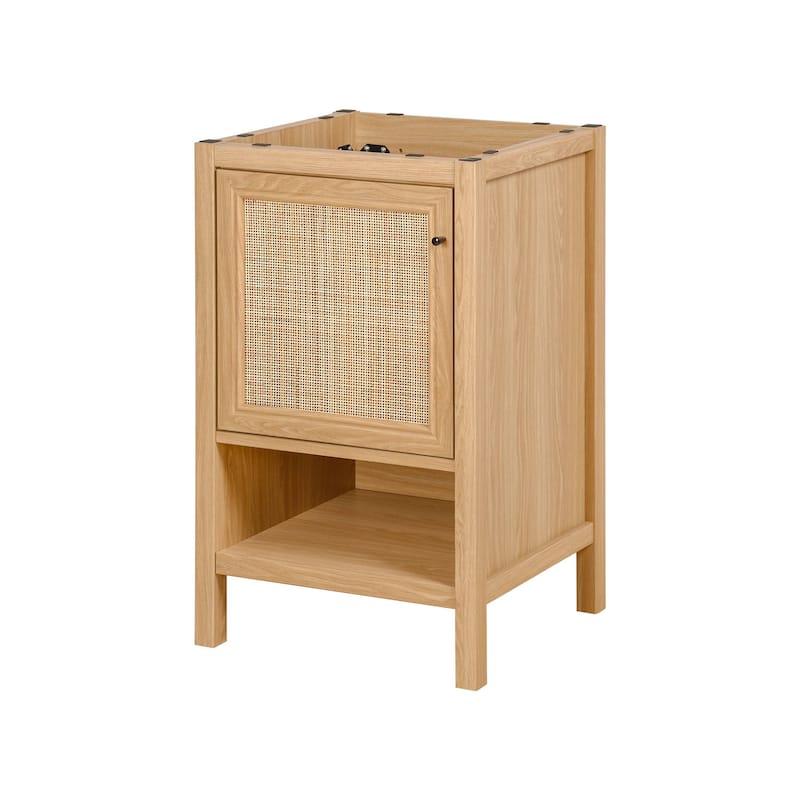 Jasper Rattan Modern Coastal 2-Shelf Bath Vanity Cabinet Only (Sink Basin Not Included), By JONATHAN Y
