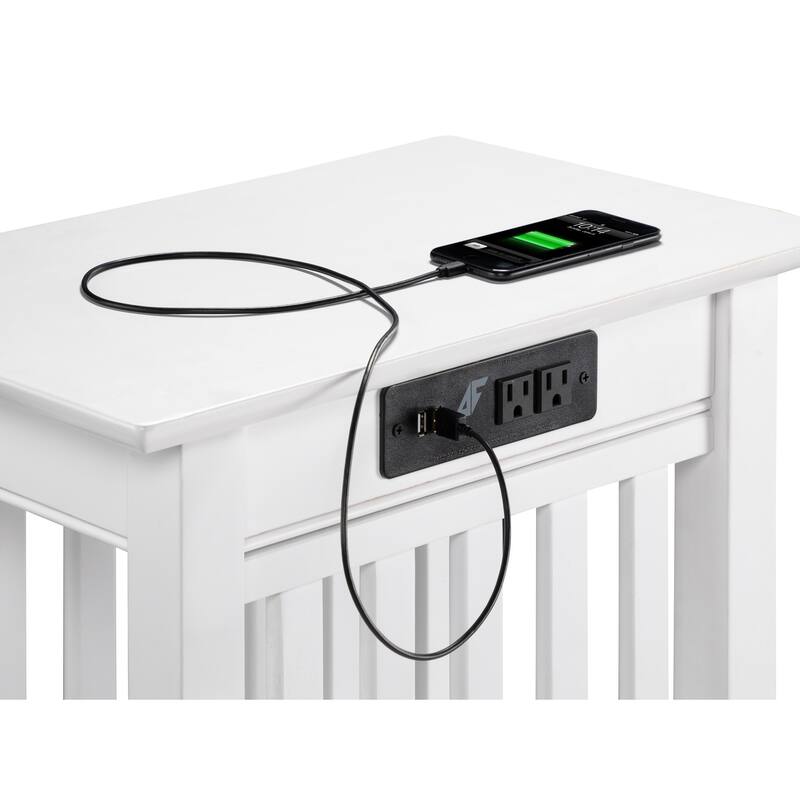 AFI Mission Chair Side Table with Charging Station