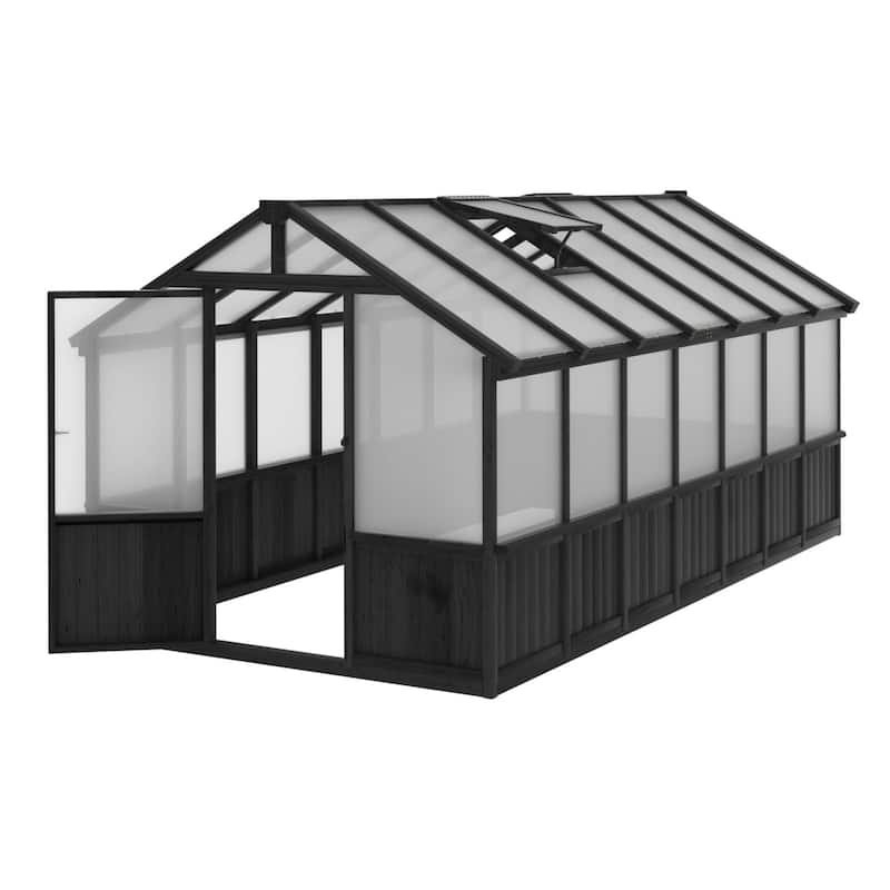 VEIKOUS Walk-in Wooden Greenhouse for Outside, Garden and Backyard, Black Greenhouse