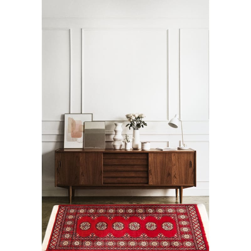 ECARPETGALLERY Hand-knotted Finest Peshawar Bokhara Red Wool Rug - 2'8 x 3'11