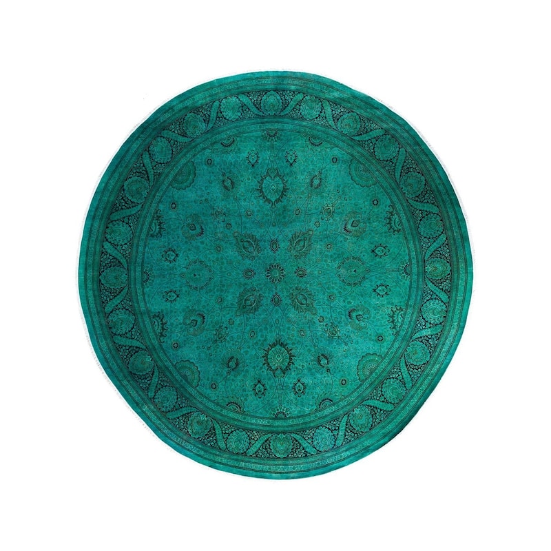 Fine Vibrance One-of-a-Kind Hand-Knotted Area Rug - Green, 12' 1" x 12' 1" - 12' 1" x 12' 1"