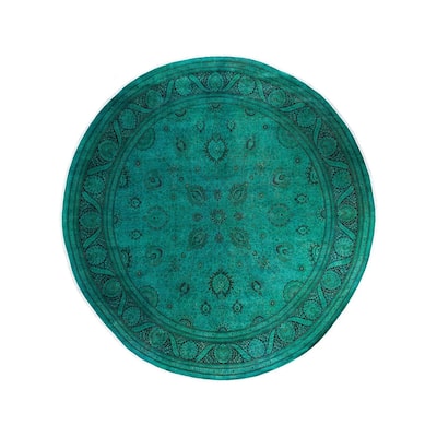 Fine Vibrance One-of-a-Kind Hand-Knotted Area Rug - Green, 12' 1" x 12' 1" - 12' 1" x 12' 1"