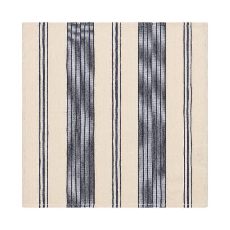 French Home Set of 4 Blue and Cream Striped Napkins - 16" x 16"