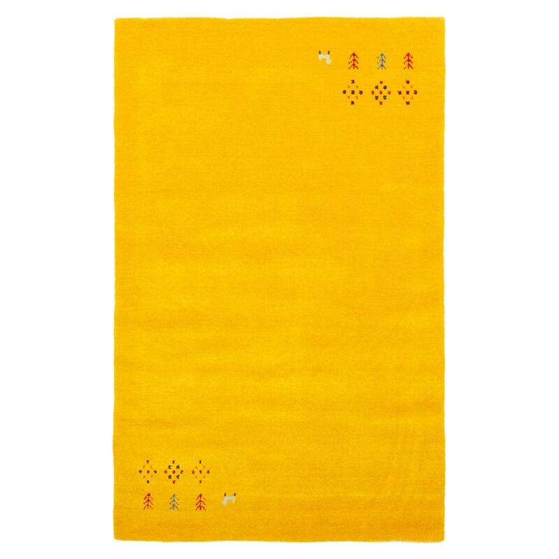 ECARPETGALLERY Hand Loomed Kashkuli Gabbeh Gold Wool Rug - 3'1 x 4'11