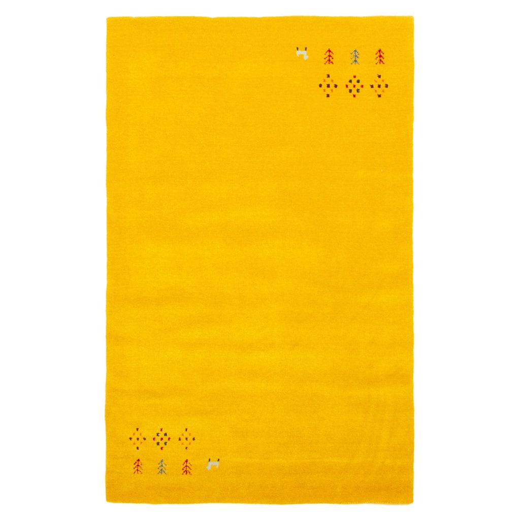 ECARPETGALLERY Hand Loomed Kashkuli Gabbeh Gold Wool Rug - 3'1 x 4'11