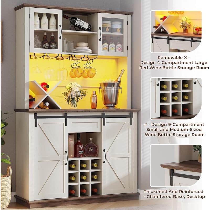 Buffet Cabinet Bar Cabinet Coffee Credenza Sideboard Barn Door Drawer
