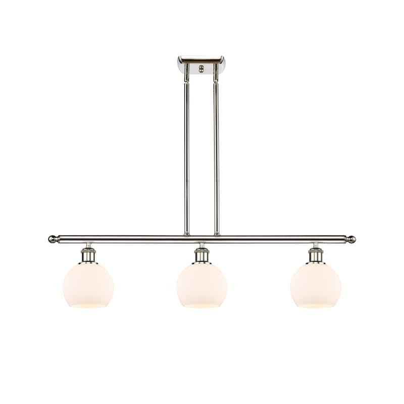 Innovations Lighting Athens 3 Light 36" Island Light - 6" Shade - Polished Nickel/Matte White