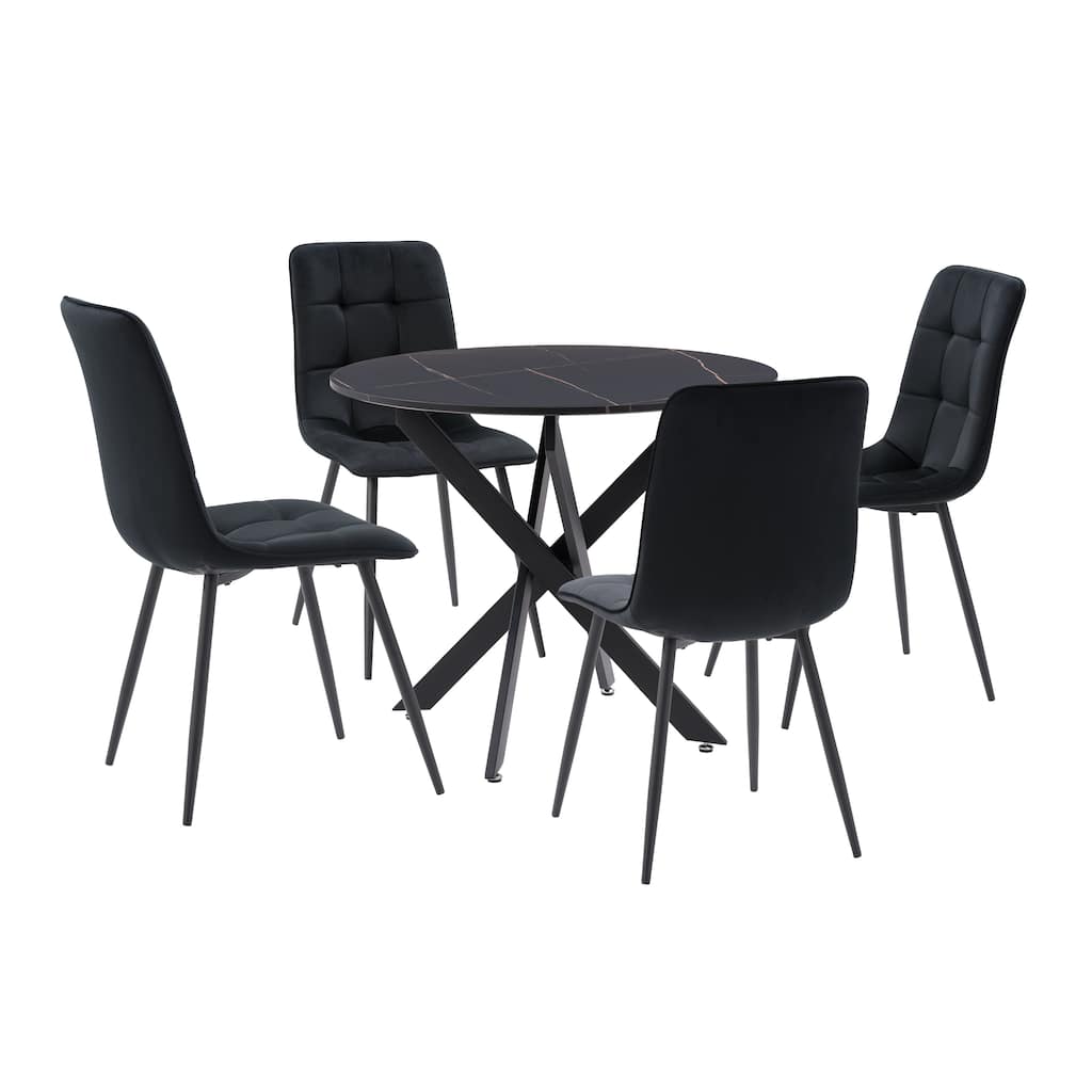 5 Piece Lennox Dining Set with Black Chairs