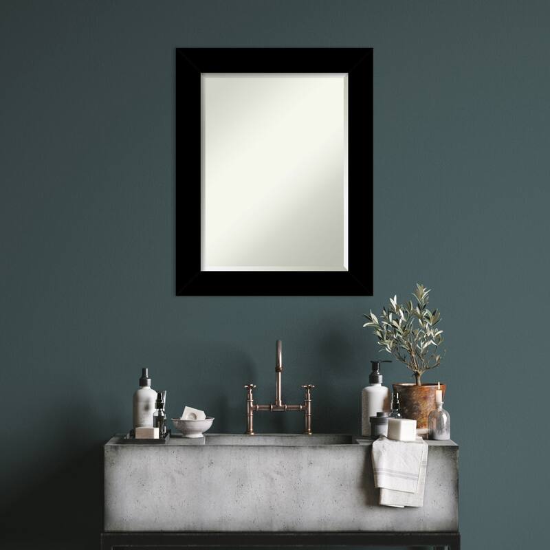 Basic Beveled Wood Framed Bathroom Vanity Wall Mirror
