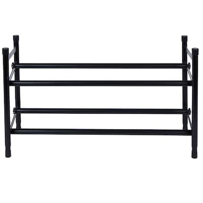 Organize It All 2 Tier Expandable Shoe Rack in Black