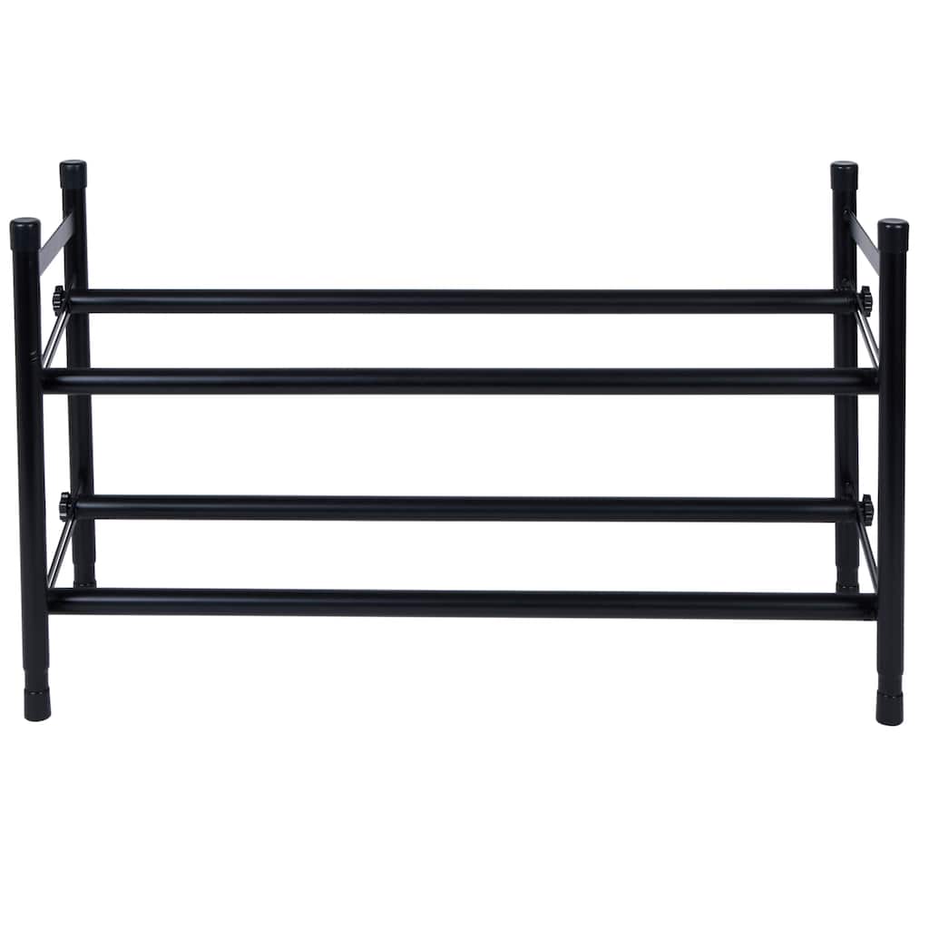 Organize It All 2 Tier Expandable Shoe Rack in Black