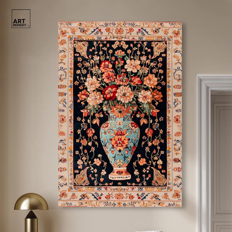 Persian Vase and Flowers II Canvas by Art Remedy, Gallery Wrapped