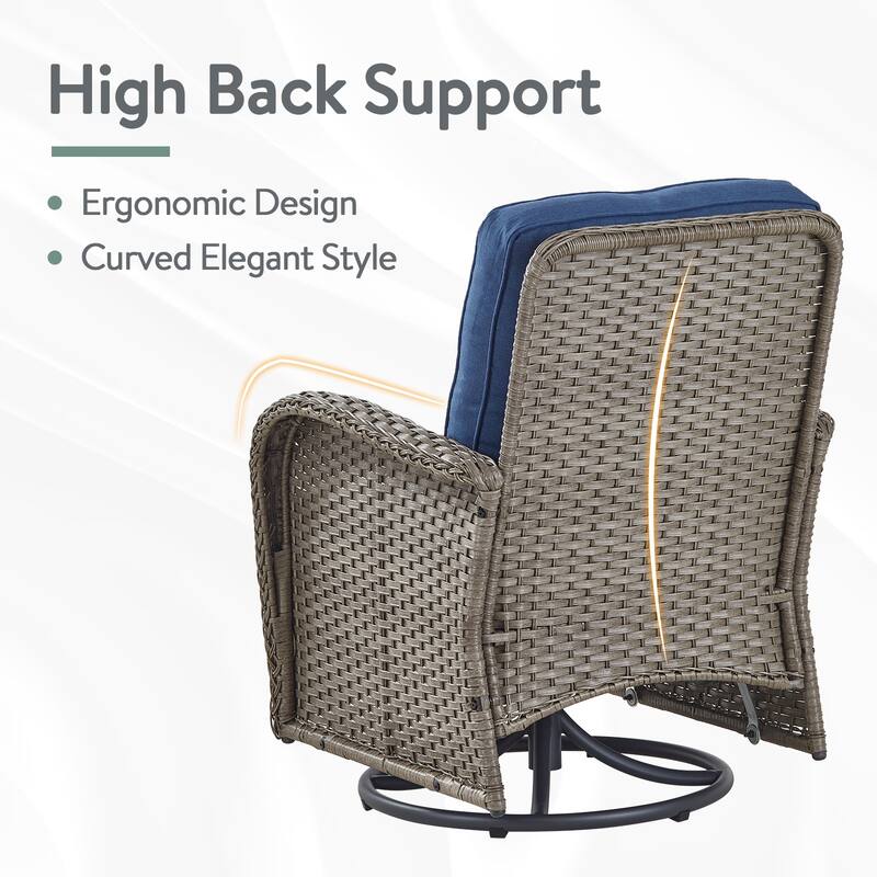 Pocassy Patio Swivel Rocker Chairs with Side Table
