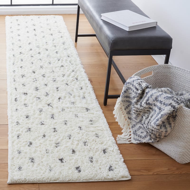 SAFAVIEH Berber Shag Ferda 1.2-inch Thick Rug - 2'3" x 6' Runner - Beige/Grey