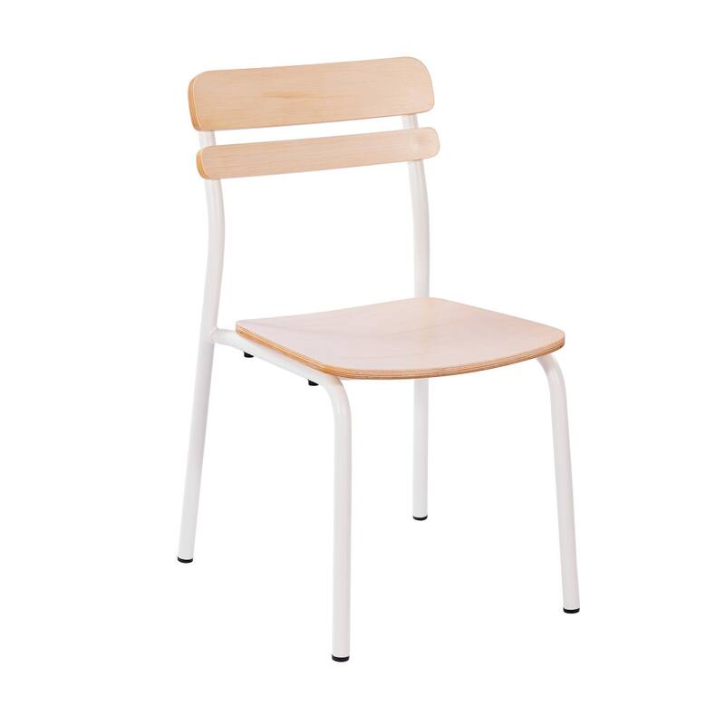 Commercial Solid Wood Dining Chair with Frame and Antique Finish - 18.75"W x 20.75"D x 31.5"H - Antique White