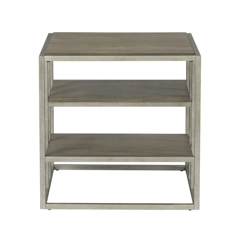 Metal Frame Wood Living Room End Table With Shelf