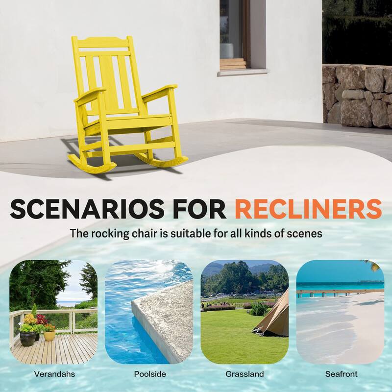 Outdoor Patio HDPE Rocking Chiar, Extra Wide Seat & Backrest