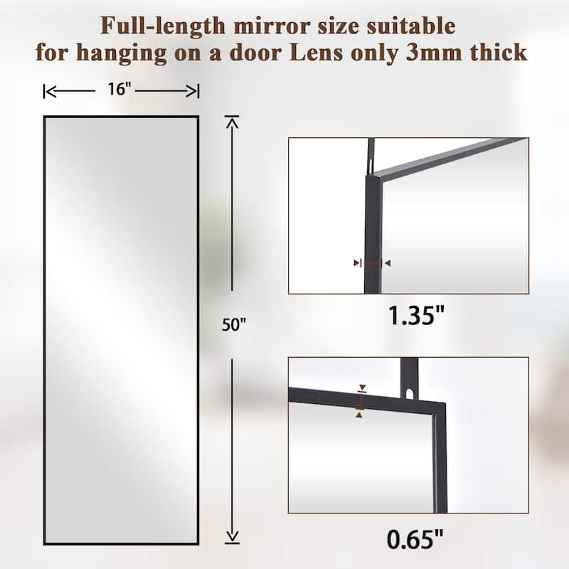 BEAUTYPEAK Full Length Wall Mirror 14 x 48 Hanging or Leaning