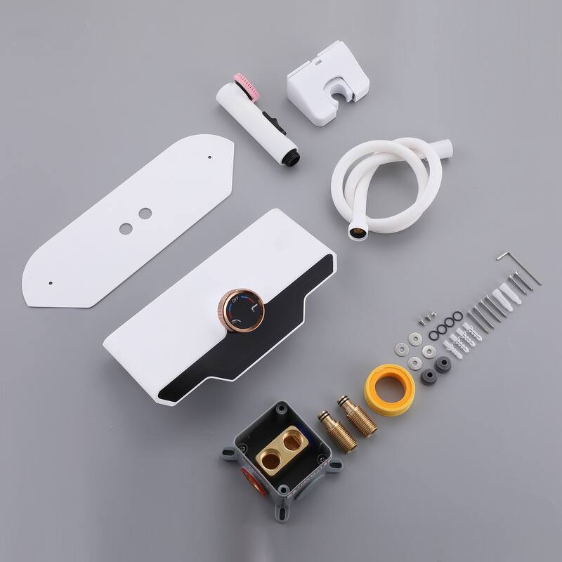 Modern Matte Black/ White Wall Mount Digital Display Bathroom Faucet includes Hardware
