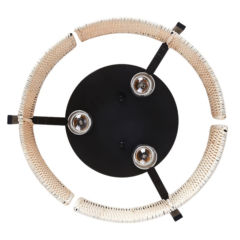 MLiAN 3-Light Natural Rattan Flush Mount Light... - 15"