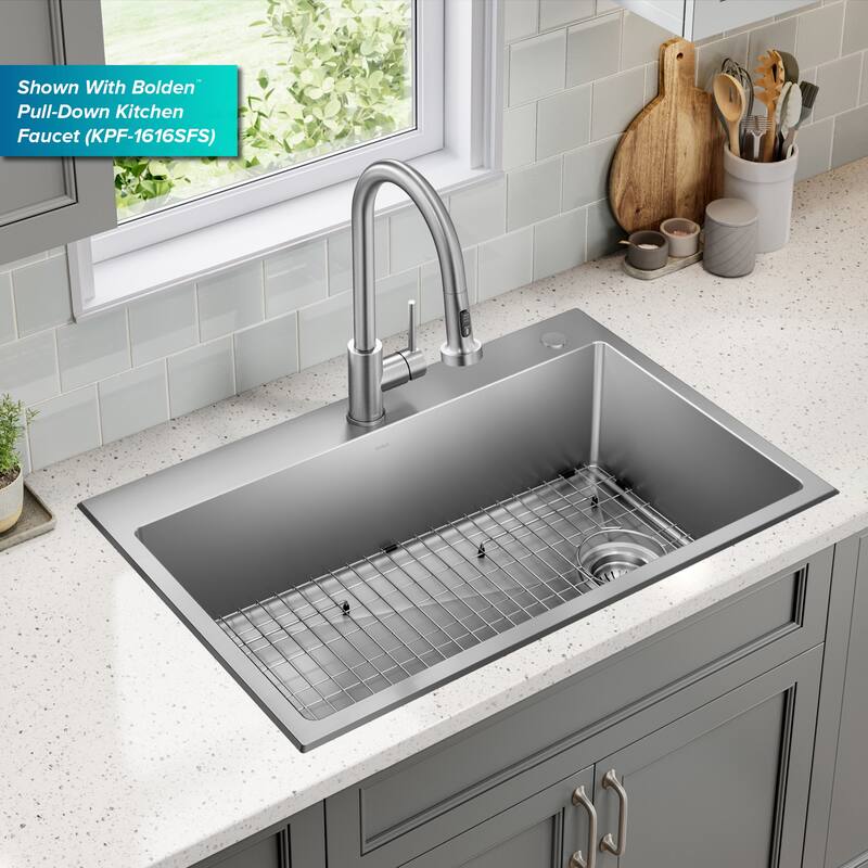 KRAUS Fairlane Drop In Top Mount 18 Gauge Stainless Steel Kitchen Sink