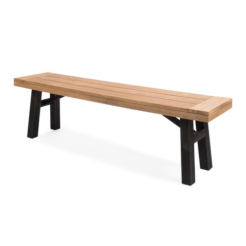 Bettina Acacia Wood Outdoor Dining Benches by Christopher Knight Home