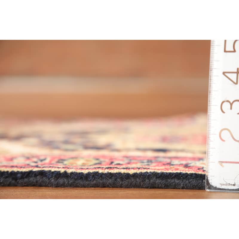 Hand Knotted Oriental 100% Wool Carpet Traditional Medallion Navy Blue & Blues Heriz (serapi) Area Rug - 3' 0'' X 2' 0''