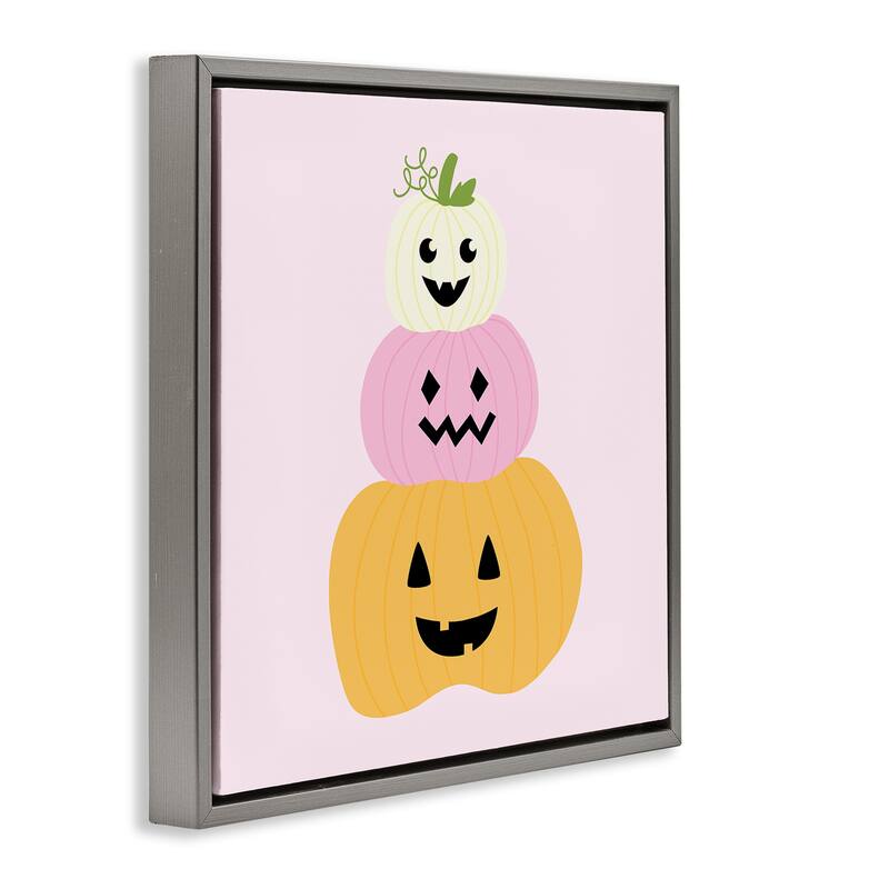 Stupell Pastel Happy Jack-o-Lanterns Framed Floater Canvas Wall Art Design By Sazerelli Designs