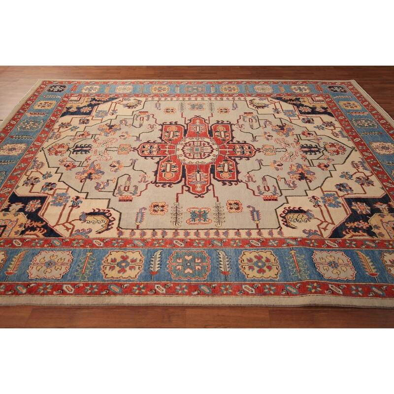 Vegetable Dye Heriz Area Rug Handmade Wool Carpet - 8'0" x 10'1"