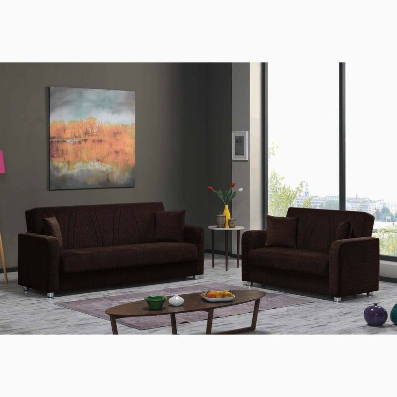 Collection Upholstered Convertible Loveseat With Storage