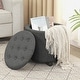 preview thumbnail 24 of 49, Adeco Faux Leather Round Storage Ottoman with Tufted