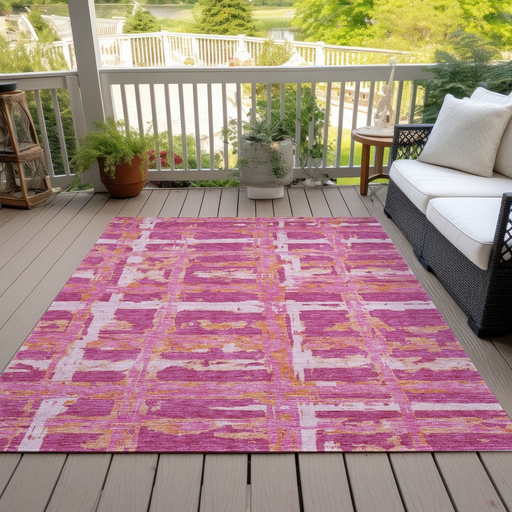 Machine Washable Indoor/ Outdoor Chantille Contemporary Abstract Rug