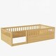 preview thumbnail 9 of 7, Natural Wood Twin Size Kids Floor Beds Frame with Fence for Bedroom Playroom