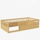 preview thumbnail 5 of 6, Twin Size Wood Kids Floor Beds Frame with Fence and High Guardrails for Bedroom Playroom