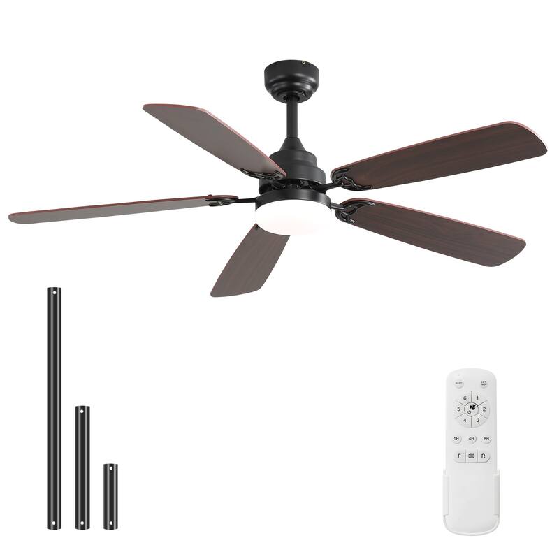 Sofucor 52 Inch Ceiling Fan,5 Dual Finish Plywood Blades,Reversible DC Motor,Remote Control,LED Light,Farmhouse - Black
