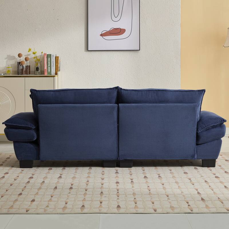 84 Inch Modern Style Sleeper Sofa, Corduroy Upholstered Sofa with Pillows,Deep Seat