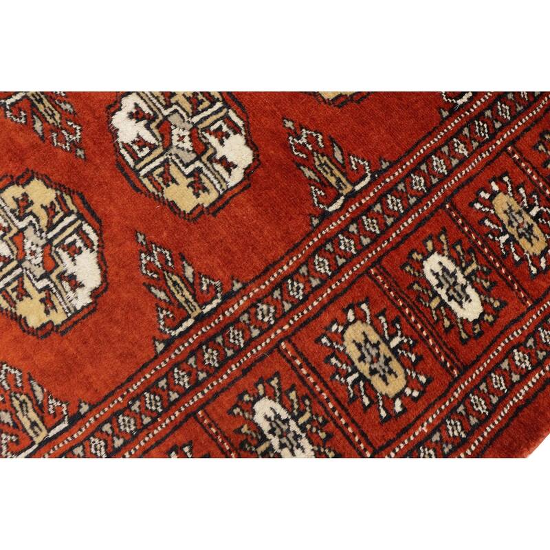 Southwestern Bokhara Cassandr Rust Beige Hand Knotted Runner - 2'7'' x 11'7''