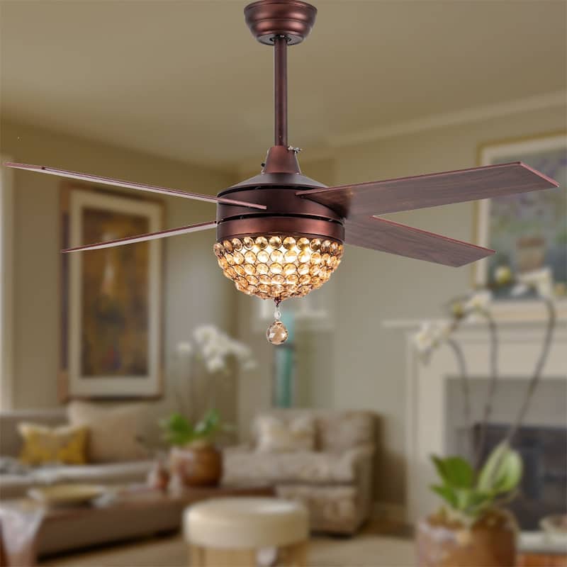 Belladepot 52" Modern Crystal Ceiling Fan with LED Light, Remote Control, Reversible