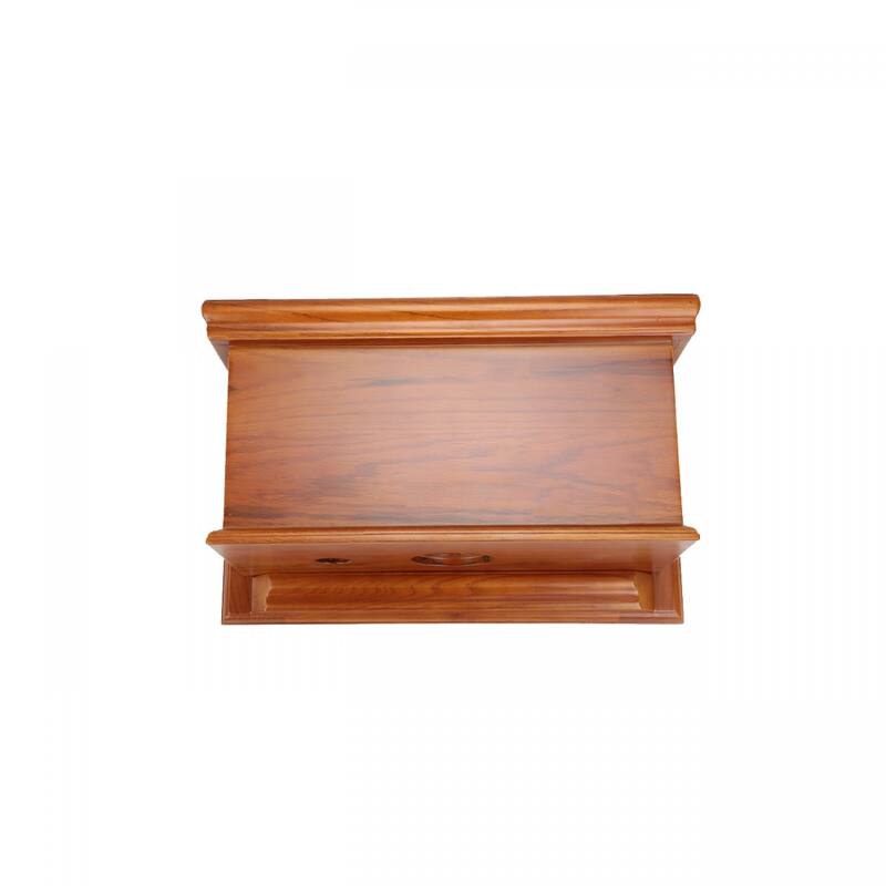 Light Mahogany Wooden High Tank Toilet Flat Tank, White Elongated Bowl and Satin L Pipe