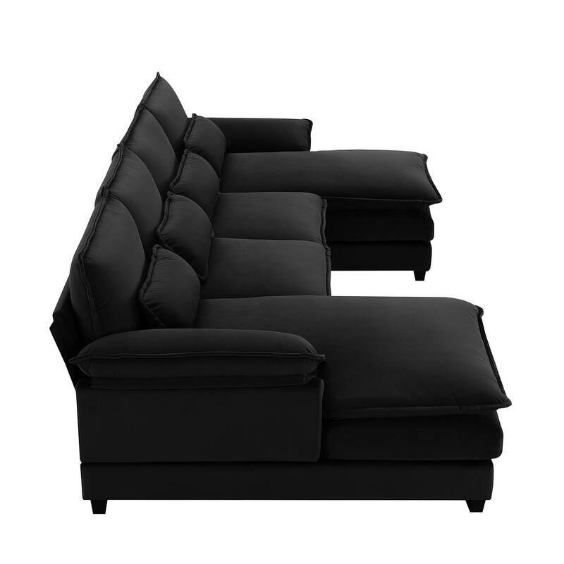 6-seat U-shaped Sectional Sofa, Sleeper Sectional with Waist Pillows for Living Room, Apartment