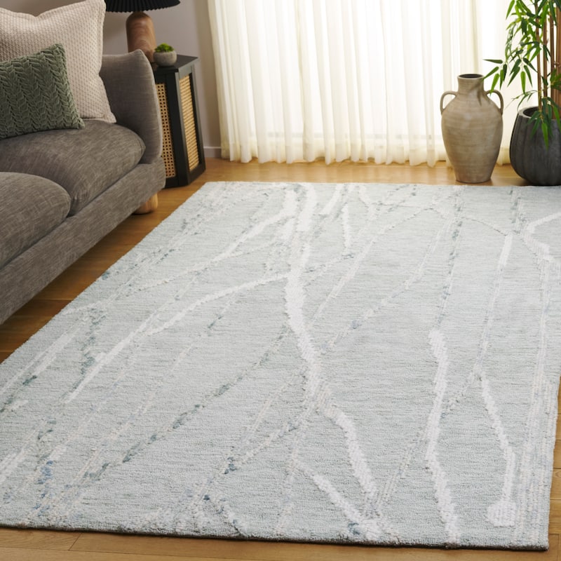 SAFAVIEH Handmade Harvest Direne Wool Rug - Sage/Ivory - 5' x 8'