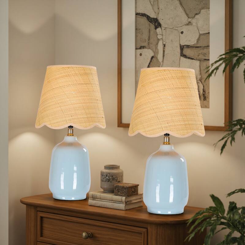 Traditional Ceramic Woven Table Lamp for Living Room