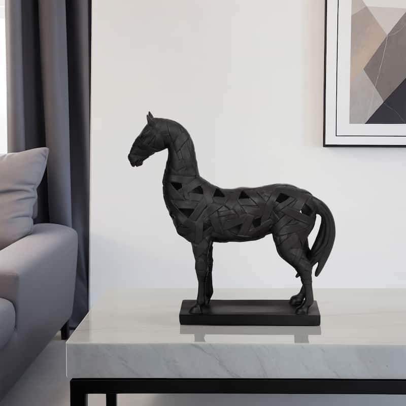Decorative Objects for Home Decor - Modern Horse Sculpture with Matte Finish - 17", Black - 15" x 4" x 17"