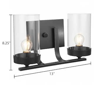 Contemporary Vanity Lighting in Black Finish with Clear Glass Shade