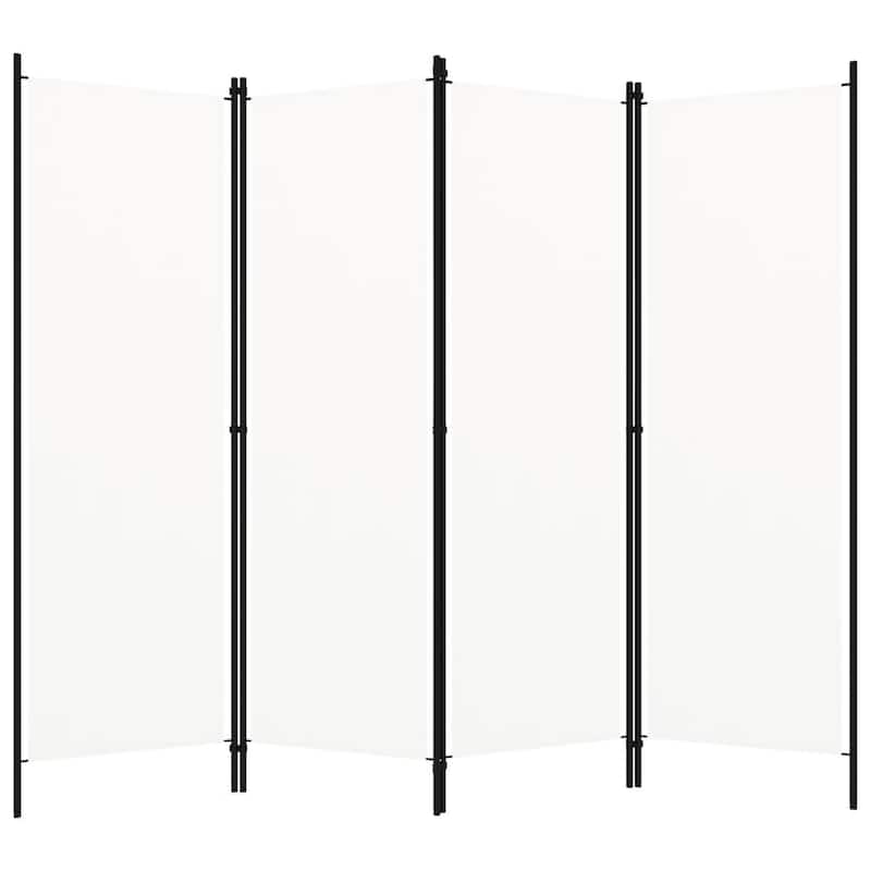 Folding Room Divider, 79x71 White Fabric, Black Iron Frame, 4 Panels