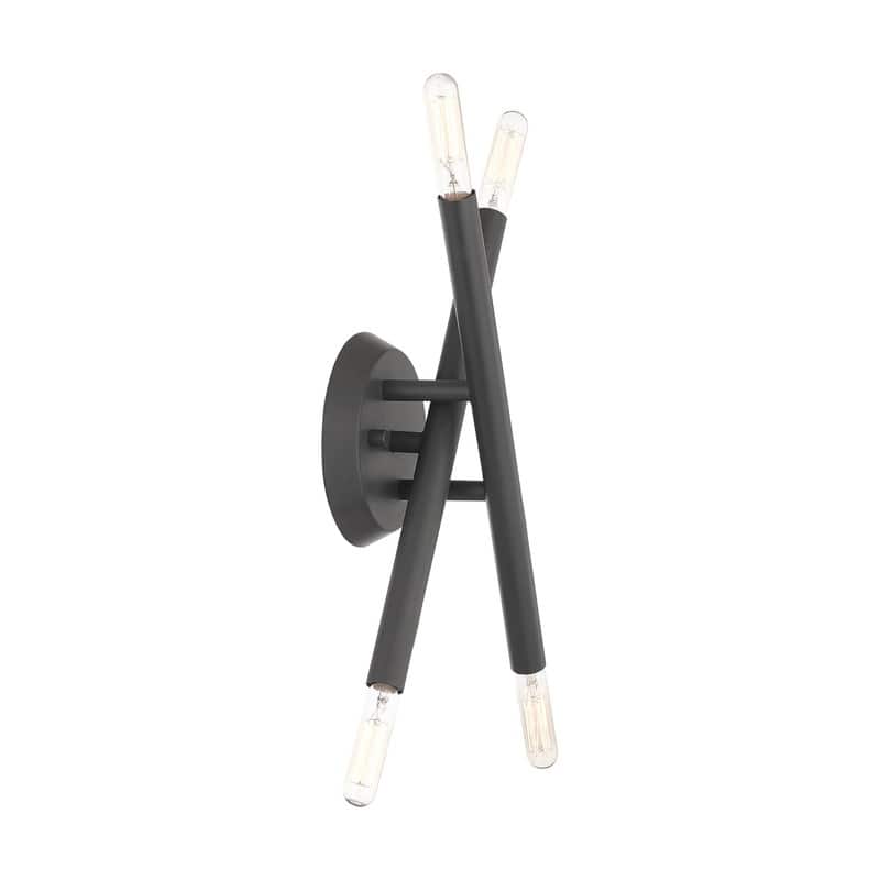 Livex Lighting 4 Light Scandinavian Gray ADA Sconce, 46772-76 - 6" W x 11.25" H x 3.75" Ext.