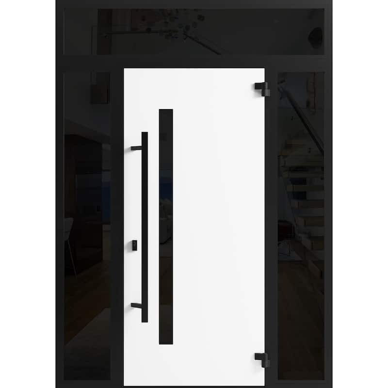 Front Exterior Prehung Steel Door Ronex 0162 Red Oak Entry Metal Painted W36xH80 Left hand Inswing