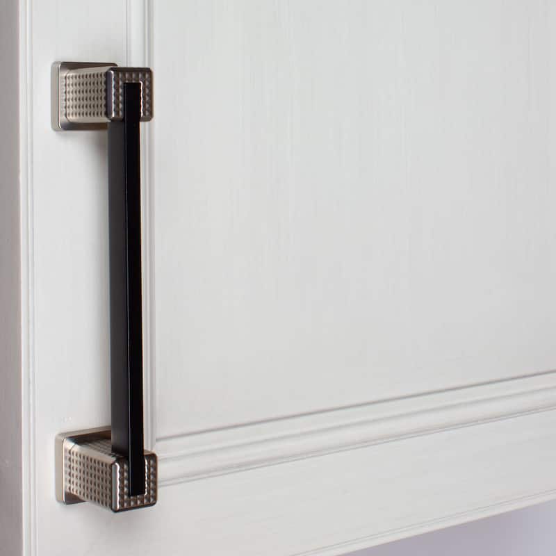 5 in. Center Modern Flat Embossed Matte Black Cabinet Pulls (10-Pack)