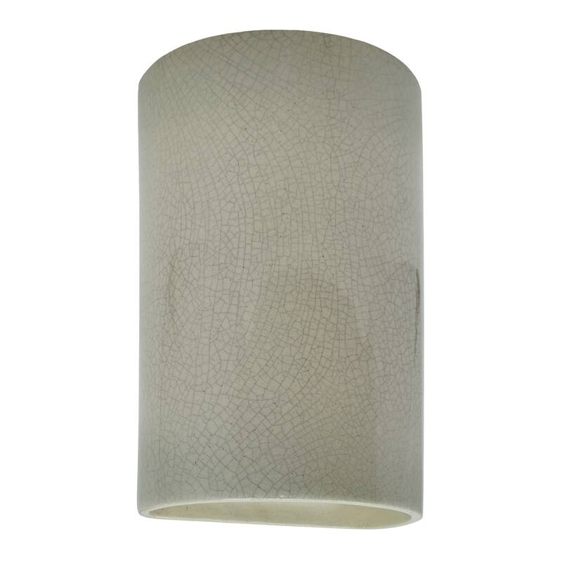 Justice Design Ambiance - Large ADA Cylinder Wall Sconce - Open Top & Bottom - Replaceable Bulb - Celadon Green Crackle