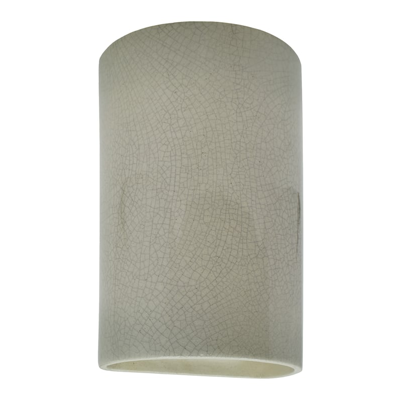 Justice Design Ambiance - Large Cylinder Wall Sconce - Closed Top - Replaceable Bulb - Celadon Green Crackle
